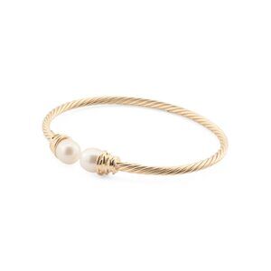 MIA FIORE Gold Made In Italy 18kt Gold Plated Open Cuff Pearl Bracelet